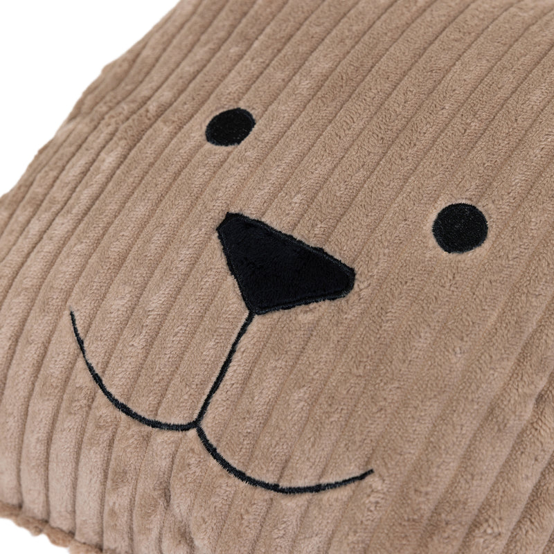 Kids Bertie Bear Cord Cushion - Mocha