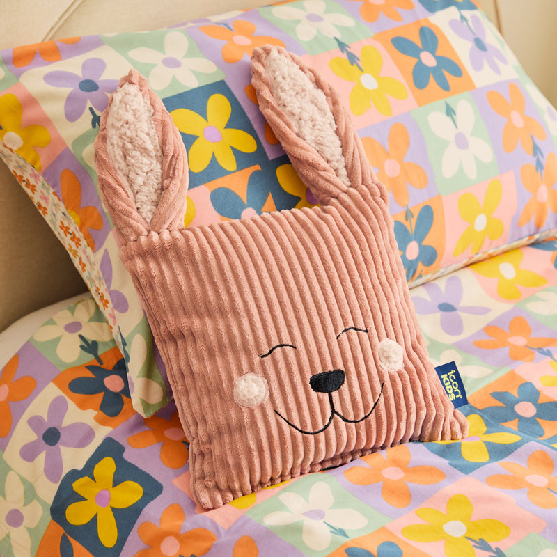 Kids Robyn Rabbit Cord Cushion - Dawn Pink