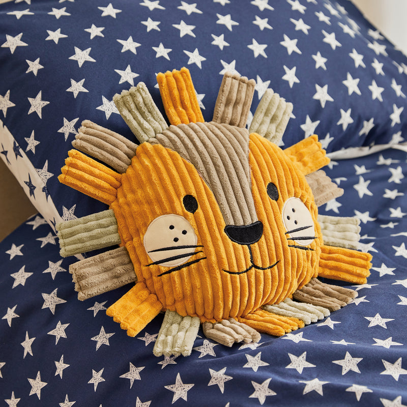 Kids Leo Lion Cord Cushion - Ochre