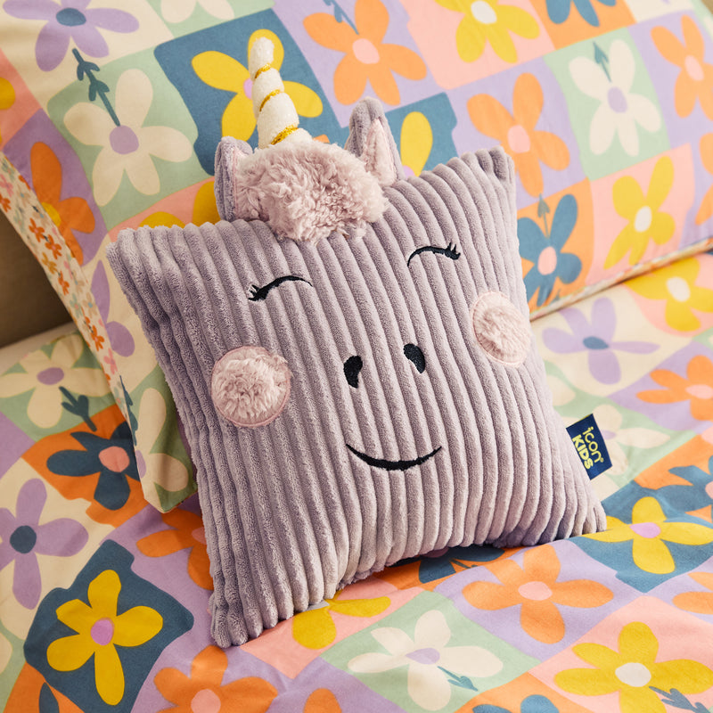 Kids Luna Unicorn Cord Cushion - Lavender