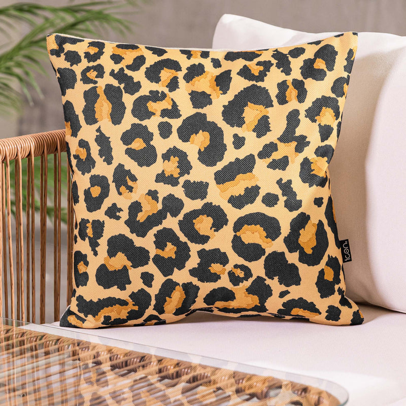 Leopard Print Indoor-Outdoor Cushion - Multicolour