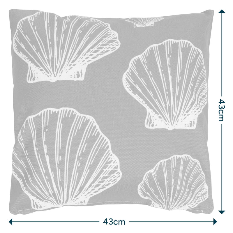 Large Sea Shell Print Indoor-Outdoor Cushion - Blue