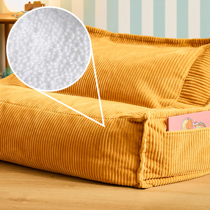Kids Francesco Cord Bean Bag Sofa - Ochre