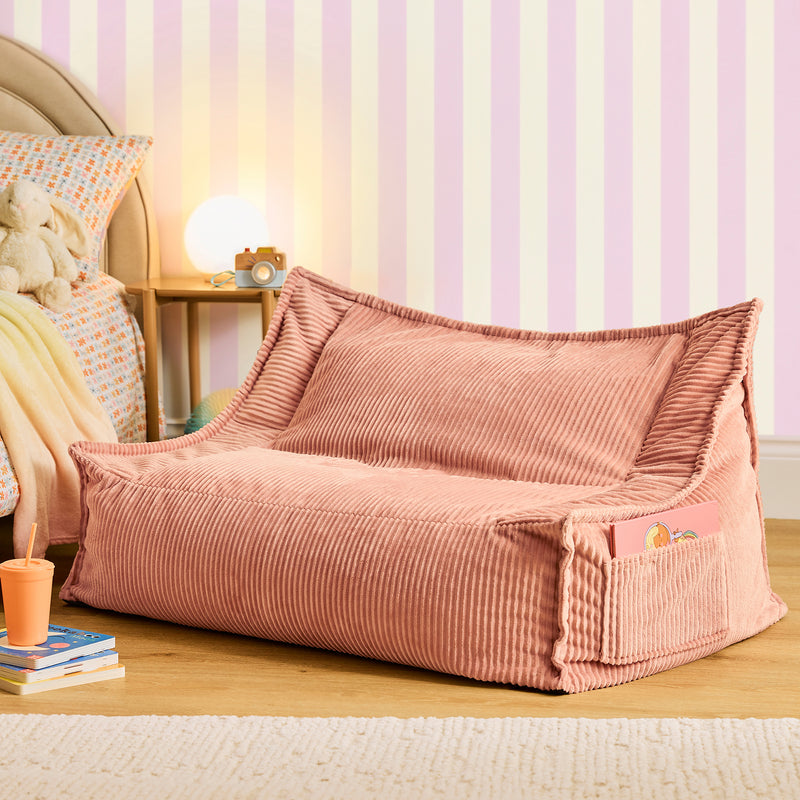 Kids Francesco Cord Bean Bag Sofa - Pink
