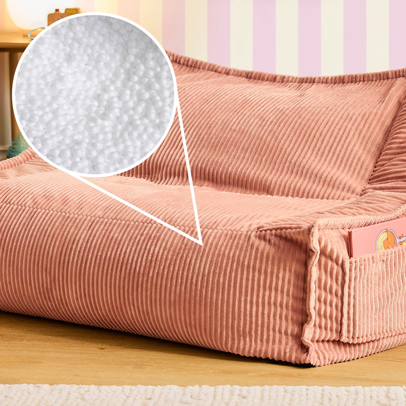 Kids Francesco Cord Bean Bag Sofa - Pink