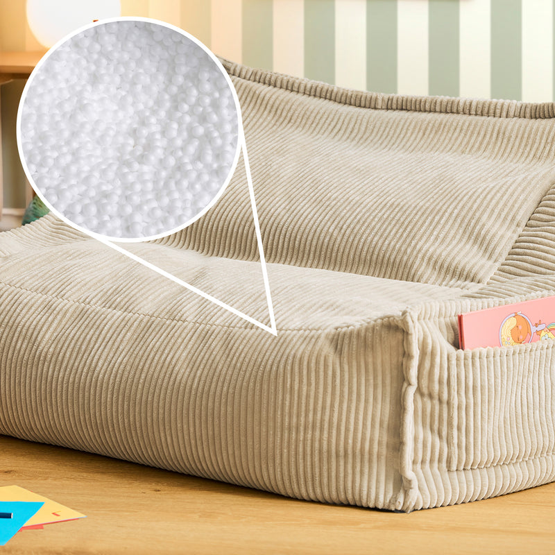 Kids Francesco Cord Bean Bag Sofa - Stone