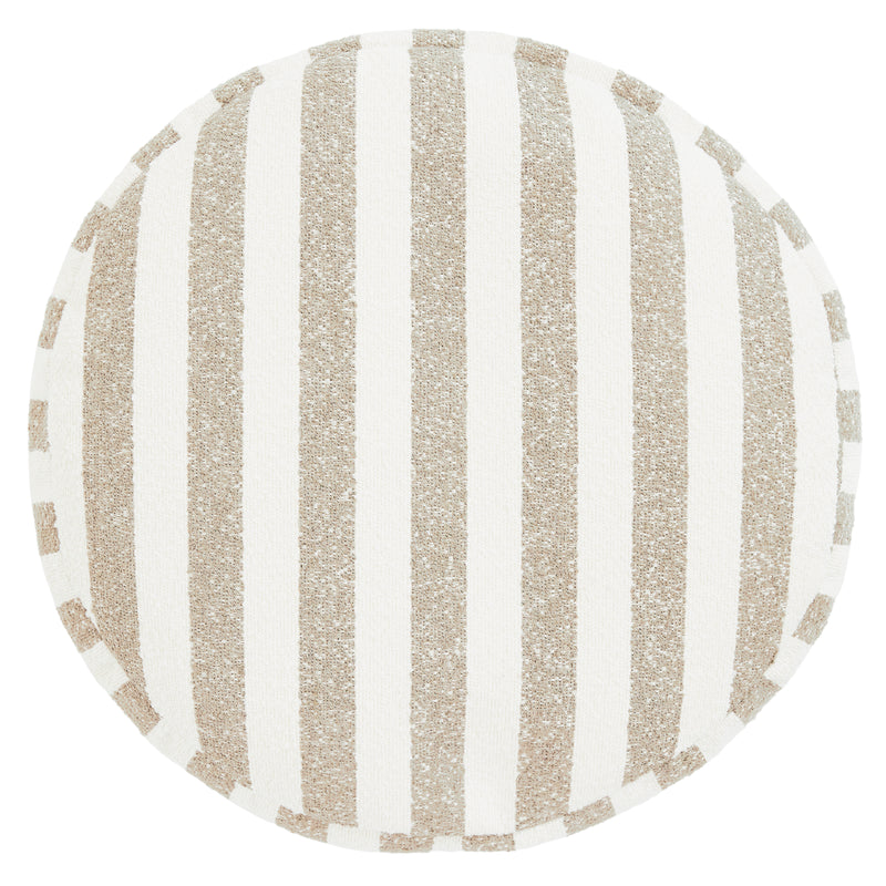 Milano Stripe Bouclé Round Footstool - Natural