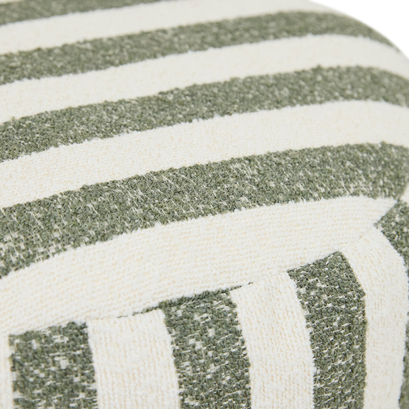Milano Stripe Bouclé Round Footstool - Olive Green