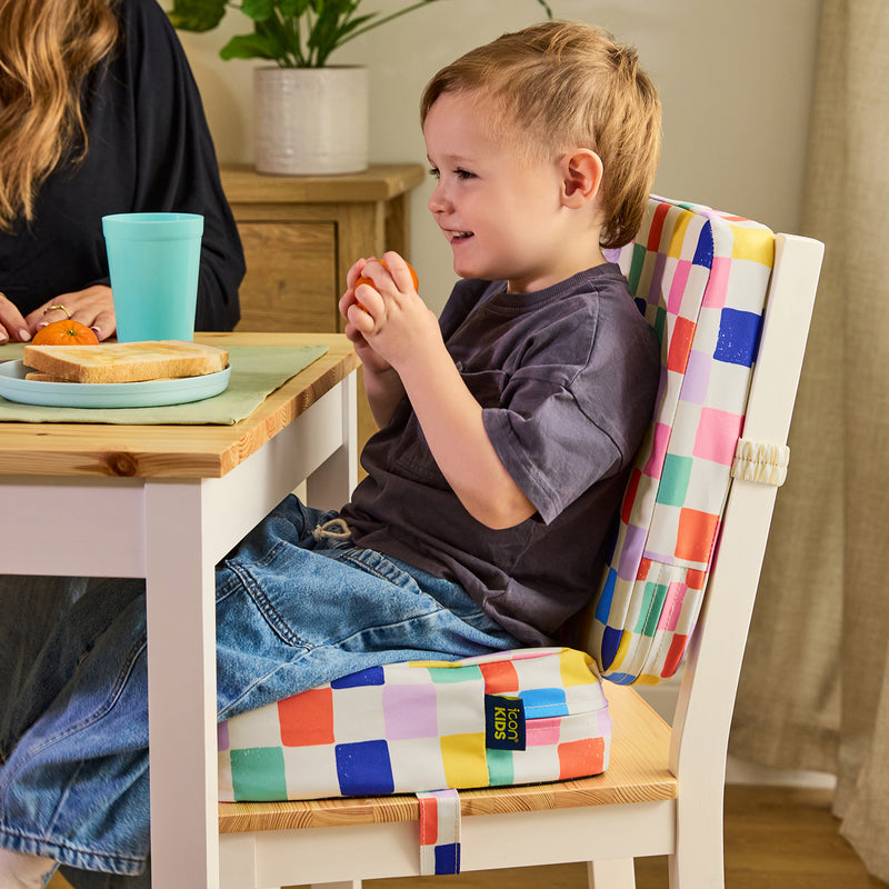 Kids Printed High Back Booster Seat - Checkered Print