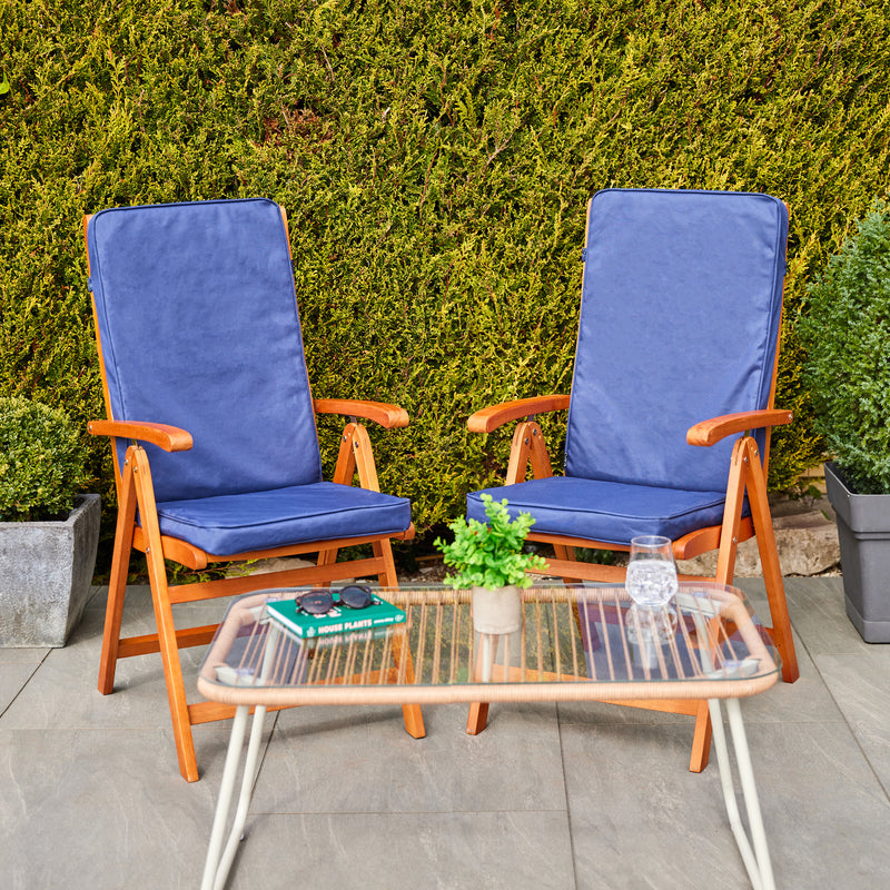 Plain Outdoor High Back Seat Pad - Blue