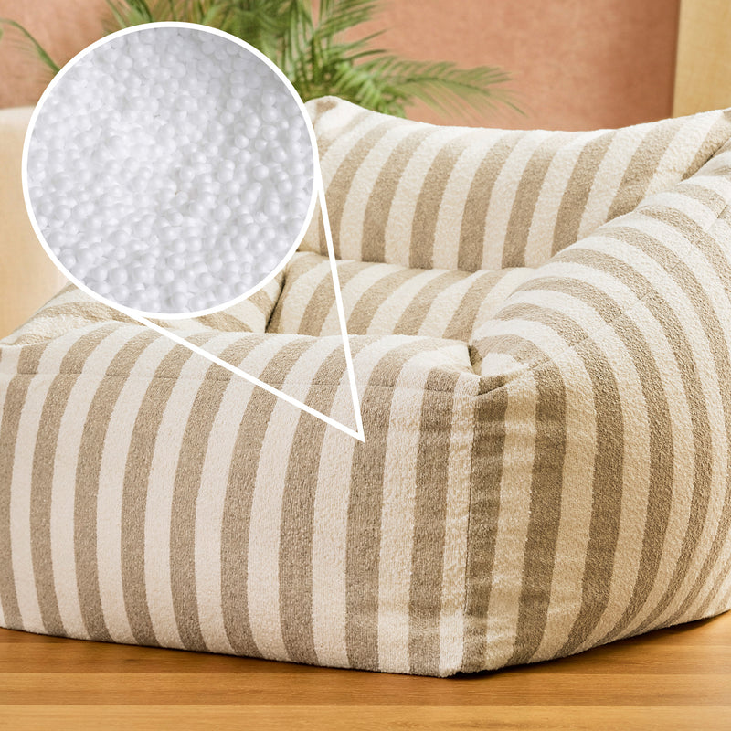 Natalia Stripe Bouclé Armchair Bean Bag - Natural