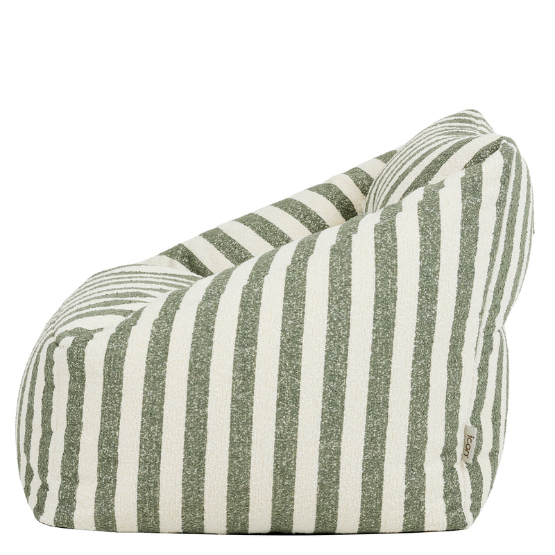 Natalia Stripe Bouclé Armchair Bean Bag - Olive Green