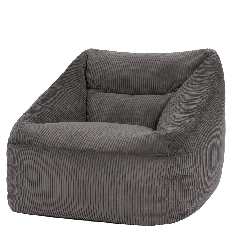 Natalia Cord Armchair Bean Bag - Charcoal Grey