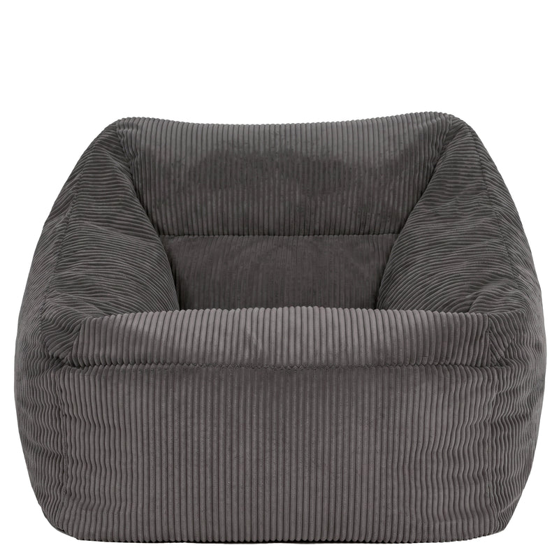Natalia Cord Armchair Bean Bag - Charcoal Grey