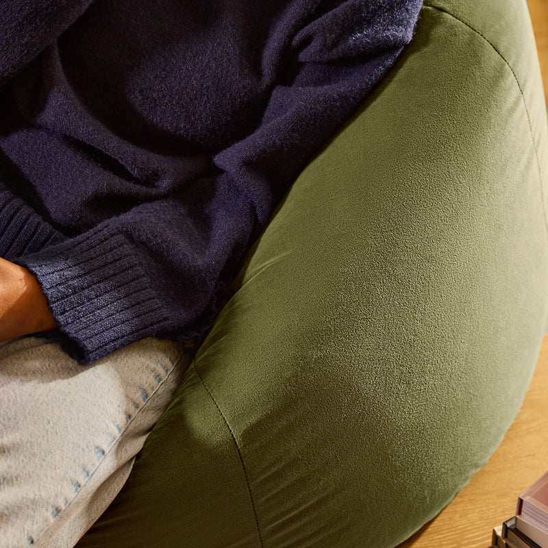 Kingston Velvet Classic Bean Bag Chair - Olive