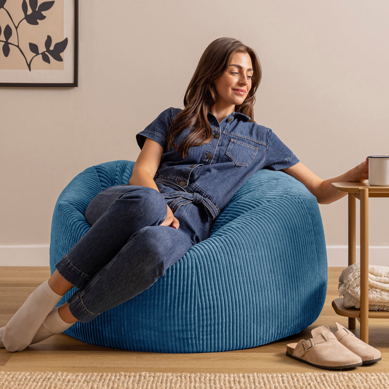 Kingston XL Cord Classic Bean Bag - Denim Blue