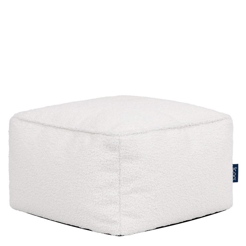 Amara Bouclé Square Footstool Bean Bag - Ivory