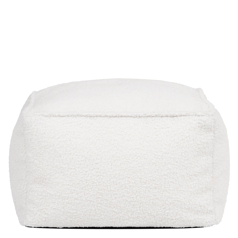 Amara Bouclé Square Footstool Bean Bag - Ivory