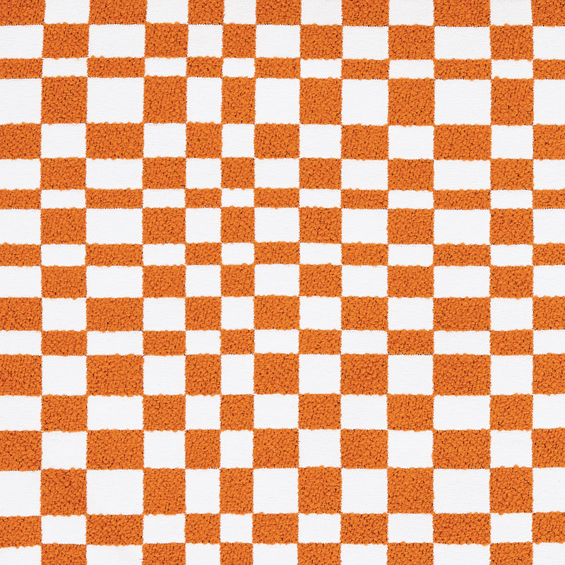 Amara Checkerboard Square Footstool - Orange