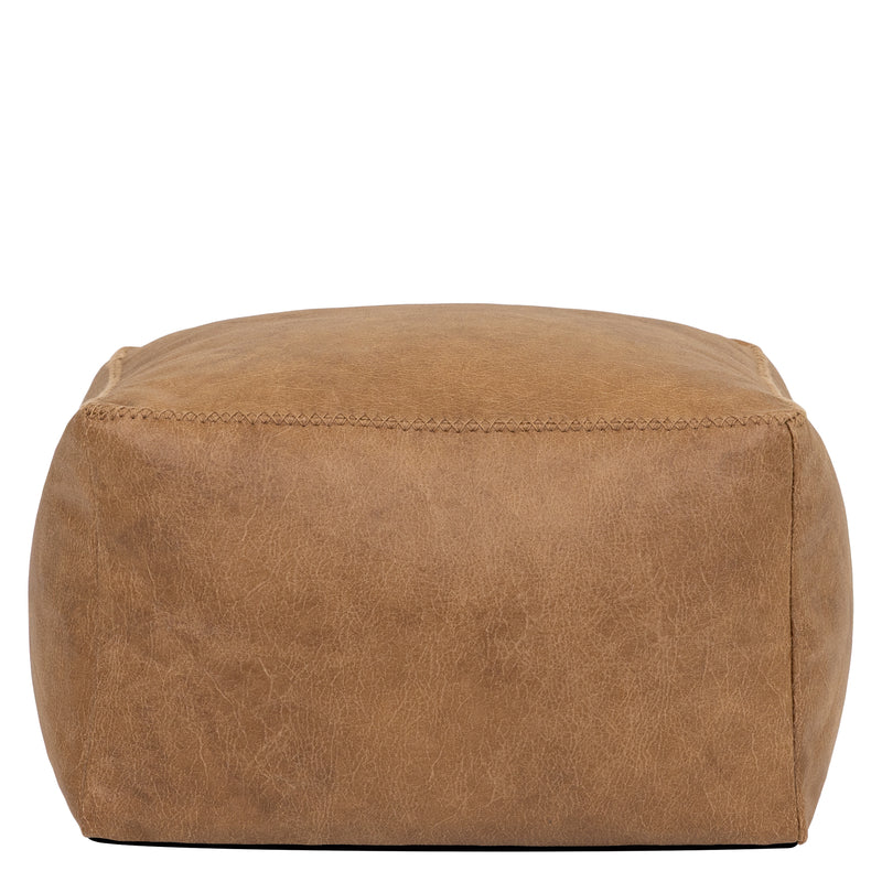 Amara Faux Leather Square Footstool Bean Bag - Tan