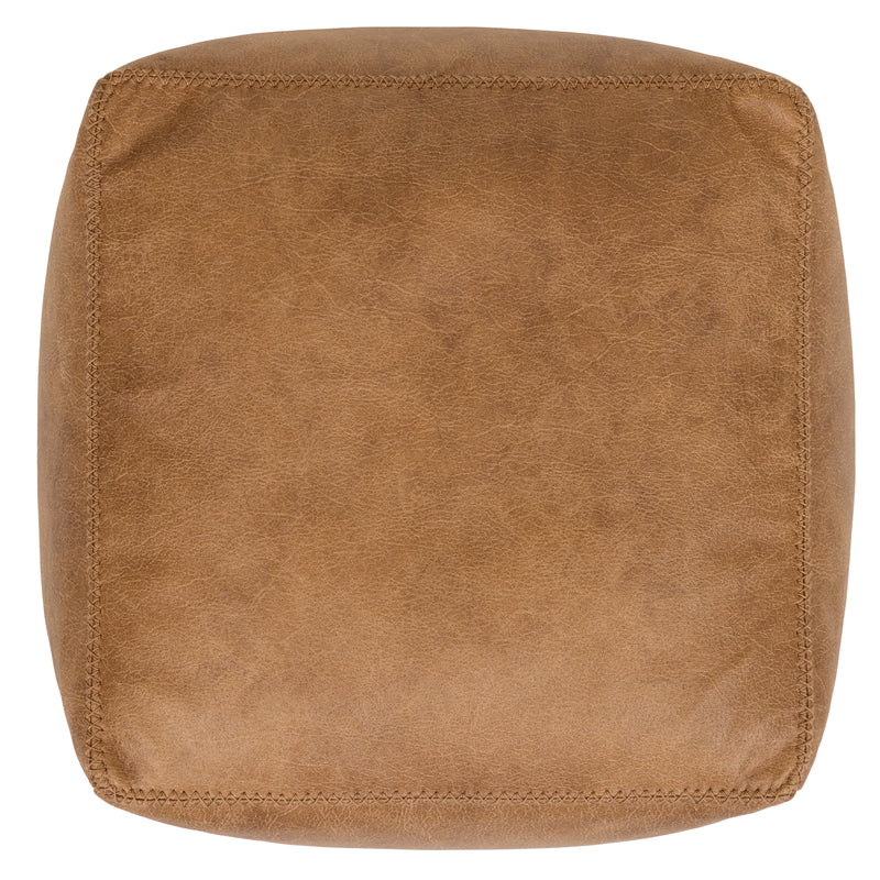 Amara Faux Leather Square Footstool Bean Bag - Tan