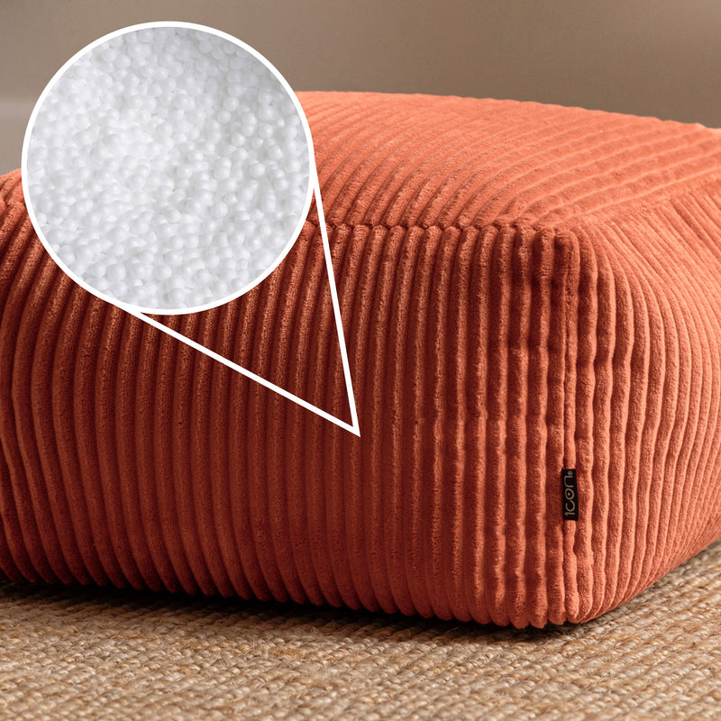 Amara Cord Square Footstool Bean Bag - Terracotta