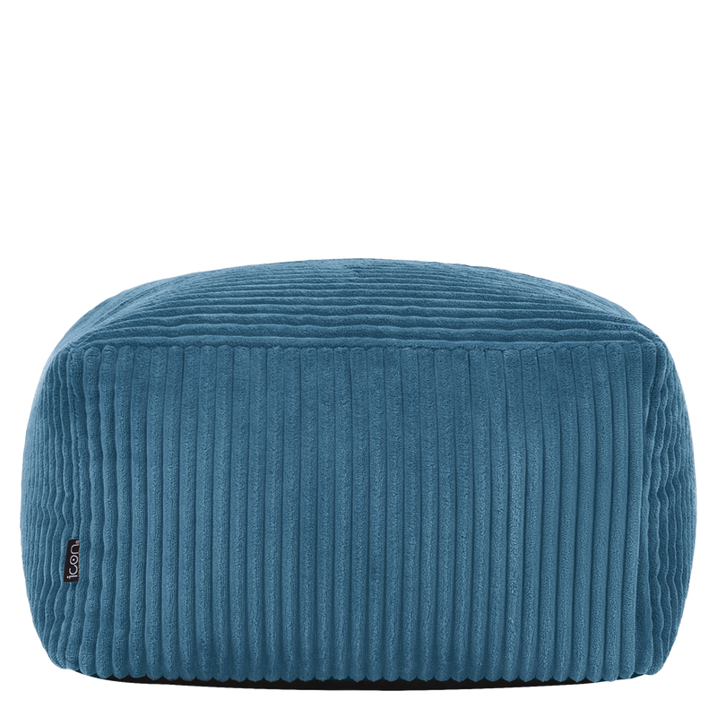 Amara Corduroy Square Footstool - Denim Blue