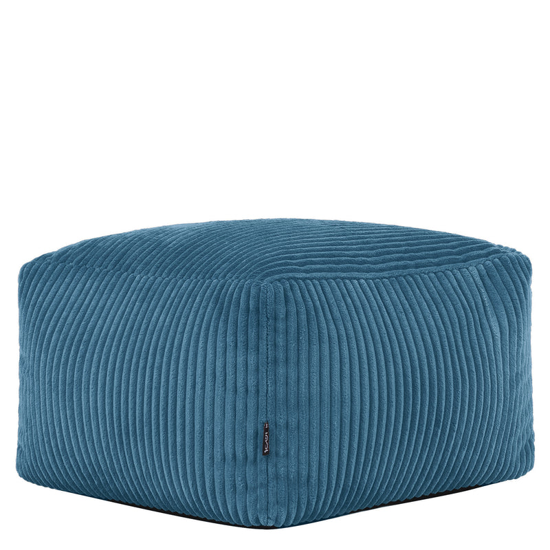 Amara Corduroy Square Footstool - Denim Blue