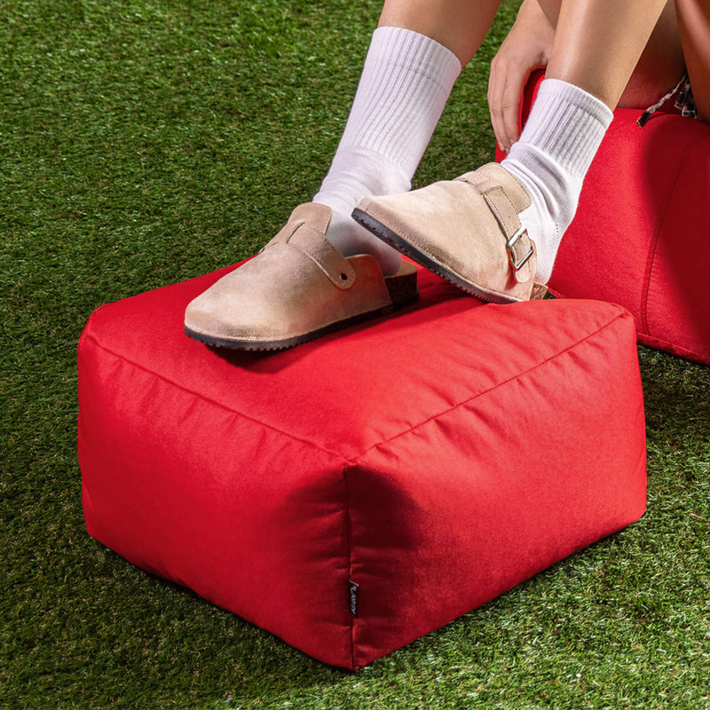 Bean Bag Footstool Indoor-Outdoor - Red