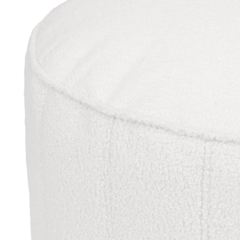 Milano Bouclé Round Footstool Bean Bag - Ivory