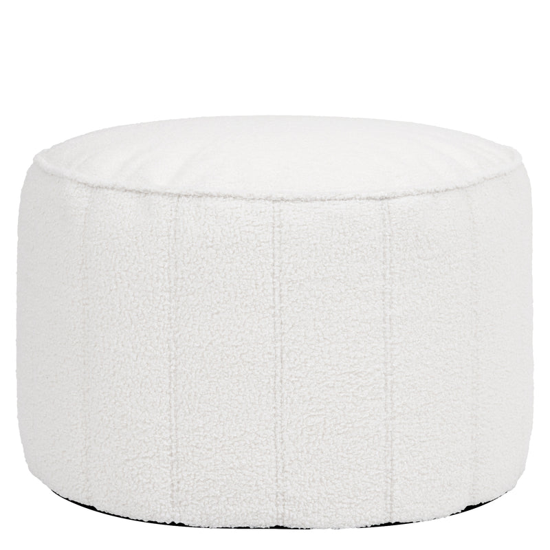 Milano Bouclé Round Footstool Bean Bag - Ivory