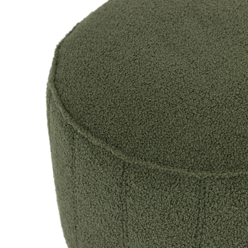 Milano Bouclé Round Footstool Bean Bag - Olive Green