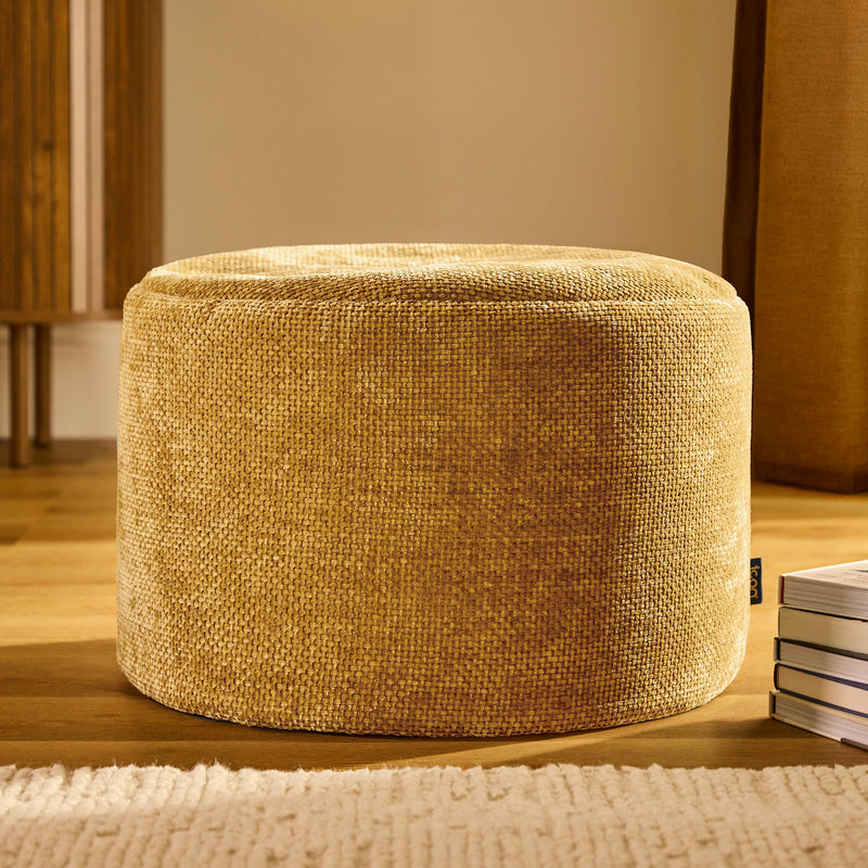 Milano Chenille Round Footstool Bean Bag - Gold