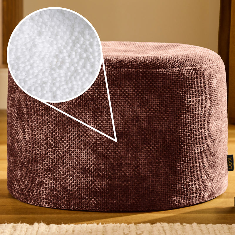 Milano Chenille Round Footstool - Mulberry