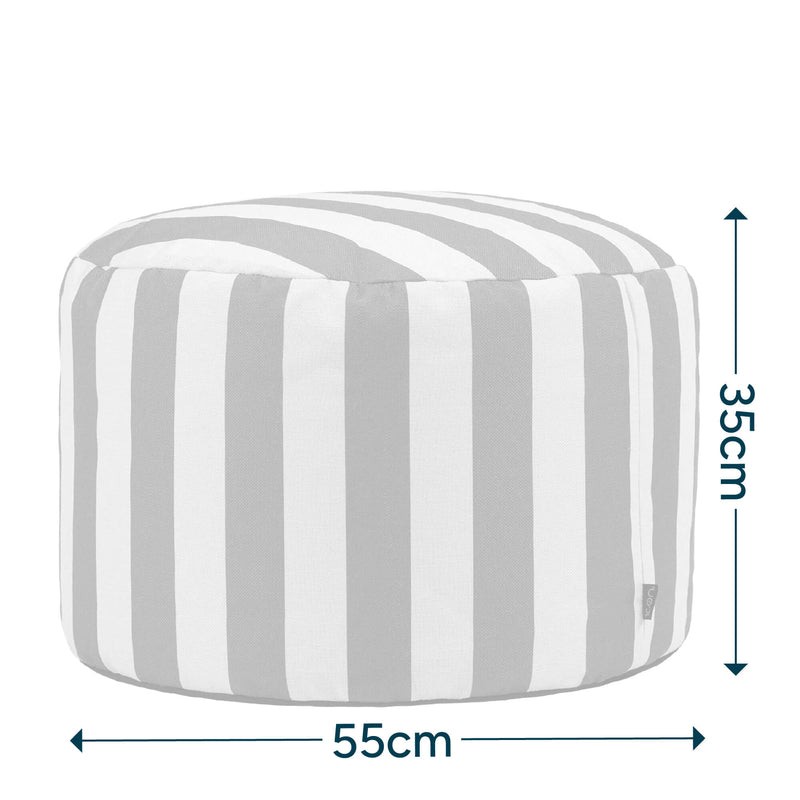 Milano Stripe Woven Round Footstool - Olive Green