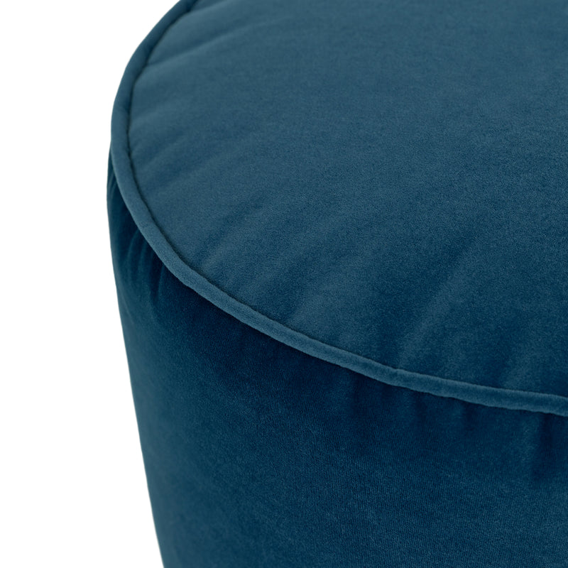 Milano Velvet Round Footstool Bean Bag - Ink Blue