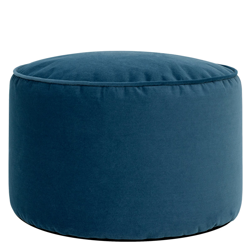 Milano Velvet Round Footstool Bean Bag - Ink Blue