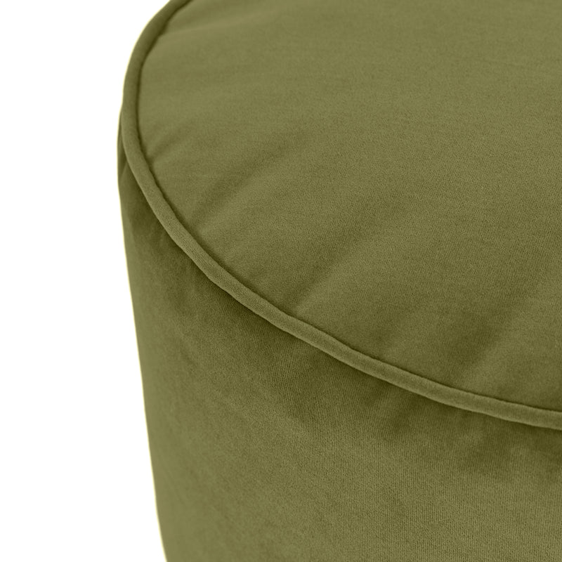 Milano Velvet Round Footstool - Olive Green