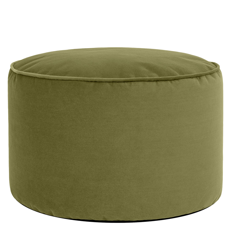 Milano Velvet Round Footstool - Olive Green