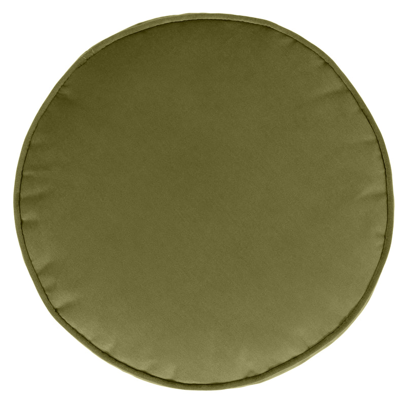 Milano Velvet Round Footstool - Olive Green