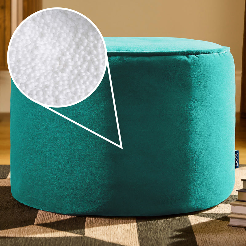 Milano Velvet Round Footstool - Teal