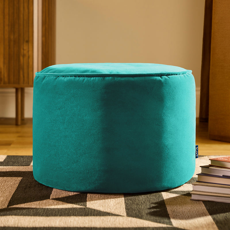 Milano Velvet Round Footstool - Teal