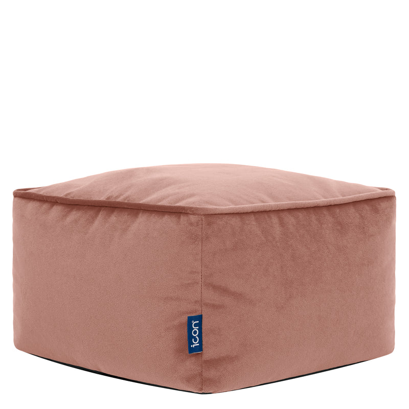 Amara Velvet Square Footstool - Dawn Pink