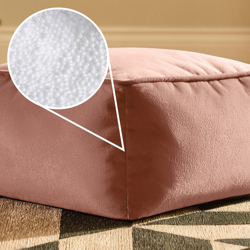 Amara Velvet Square Footstool - Dawn Pink