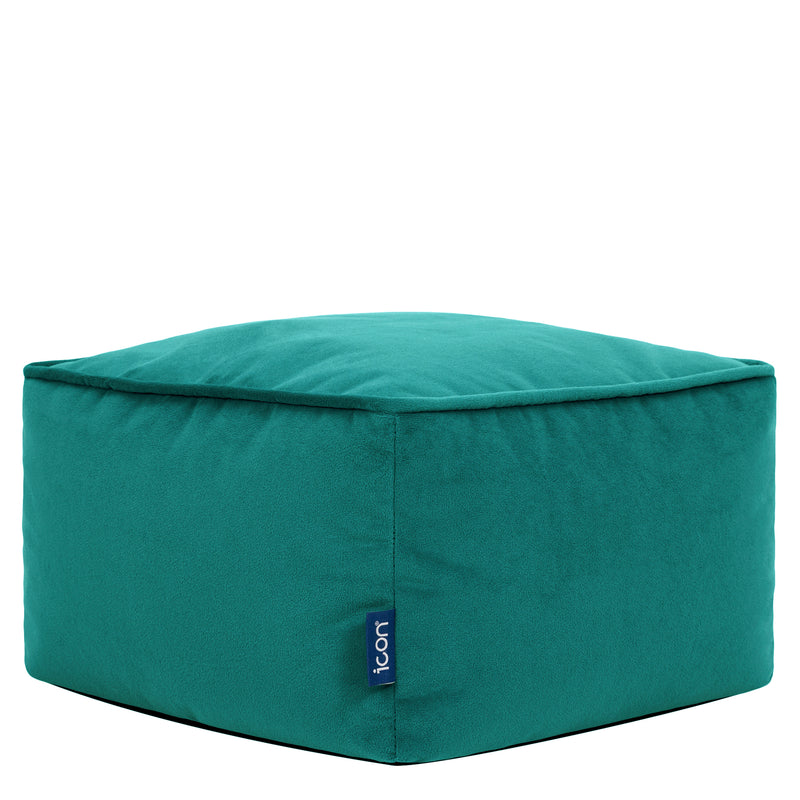 Amara Velvet Square Footstool - Teal