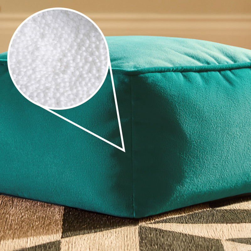 Amara Velvet Square Footstool - Teal