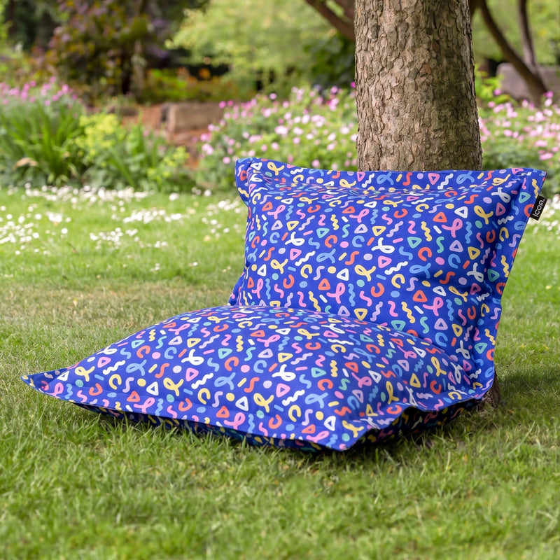 Kids Giant Indoor-Outdoor Floor Cushion - Confetti Print Blue