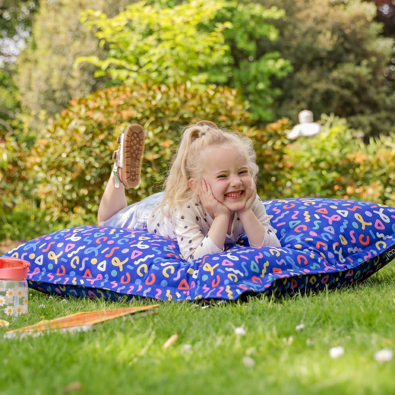 Kids Giant Indoor-Outdoor Floor Cushion - Confetti Print Blue