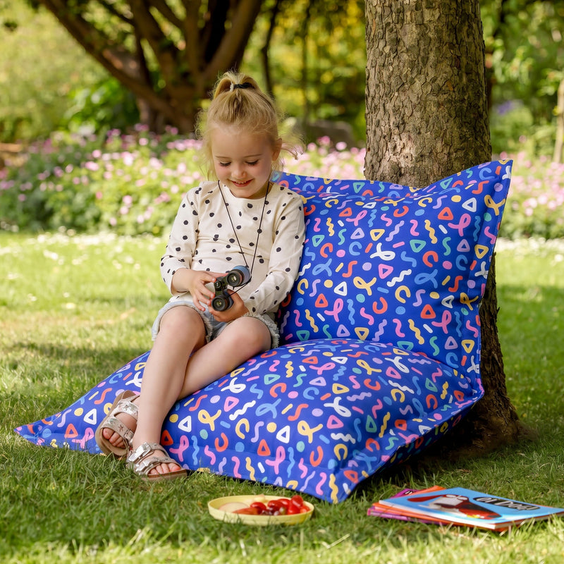 Kids Giant Indoor-Outdoor Floor Cushion - Confetti Print Blue