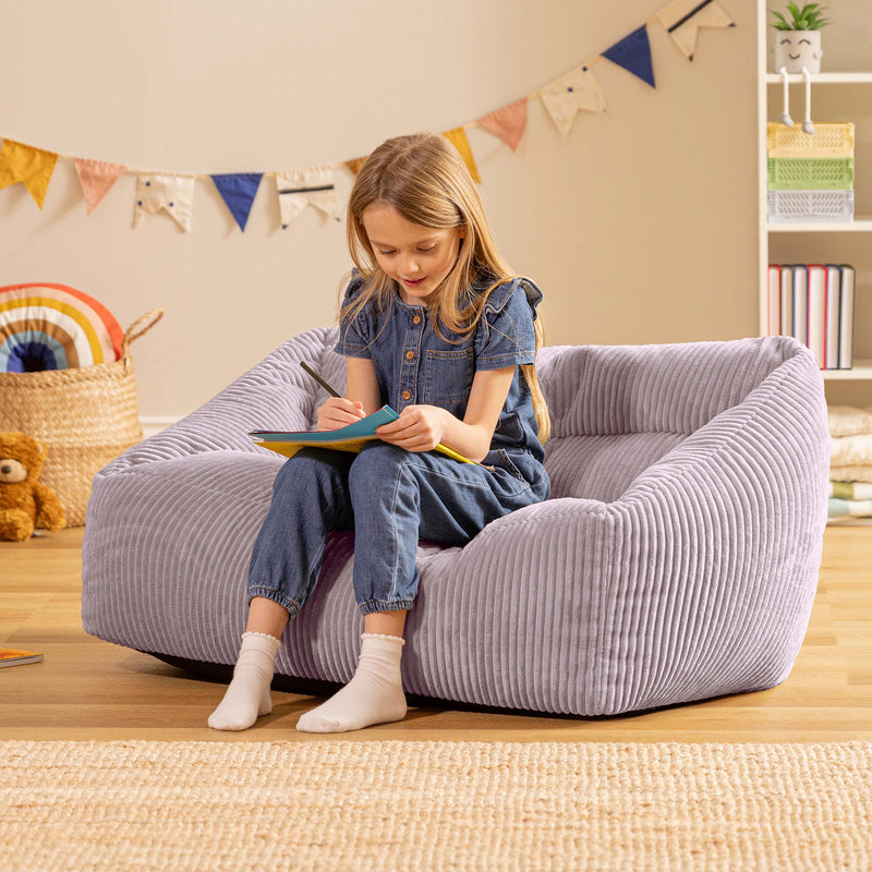 Kids Cecilia Cord Bean Bag Sofa - Lavender